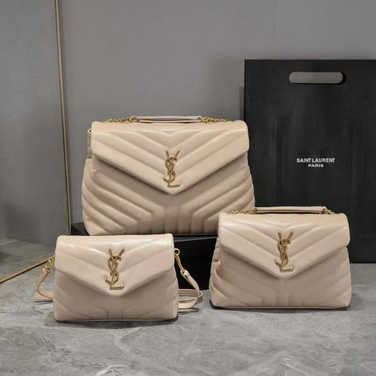 025 New Genuine Leather Women's Bag Quilted Chain Square Fat Messenger Bag Single Shoulder Crossbody Handbag