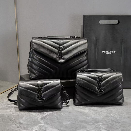 025 New Genuine Leather Women's Bag Quilted Chain Square Fat Messenger Bag Single Shoulder Crossbody Handbag