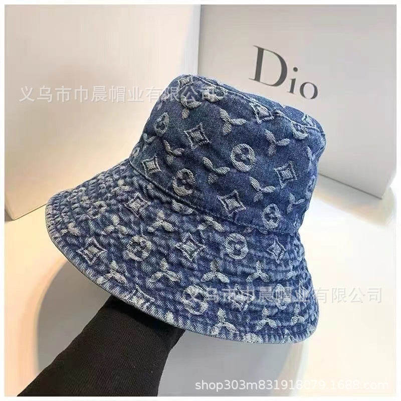 Denim fisherman hat female Korean style fashion street sun protection basin hat presbyopic hat