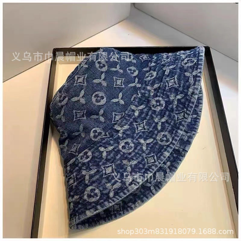 Denim fisherman hat female Korean style fashion street sun protection basin hat presbyopic hat