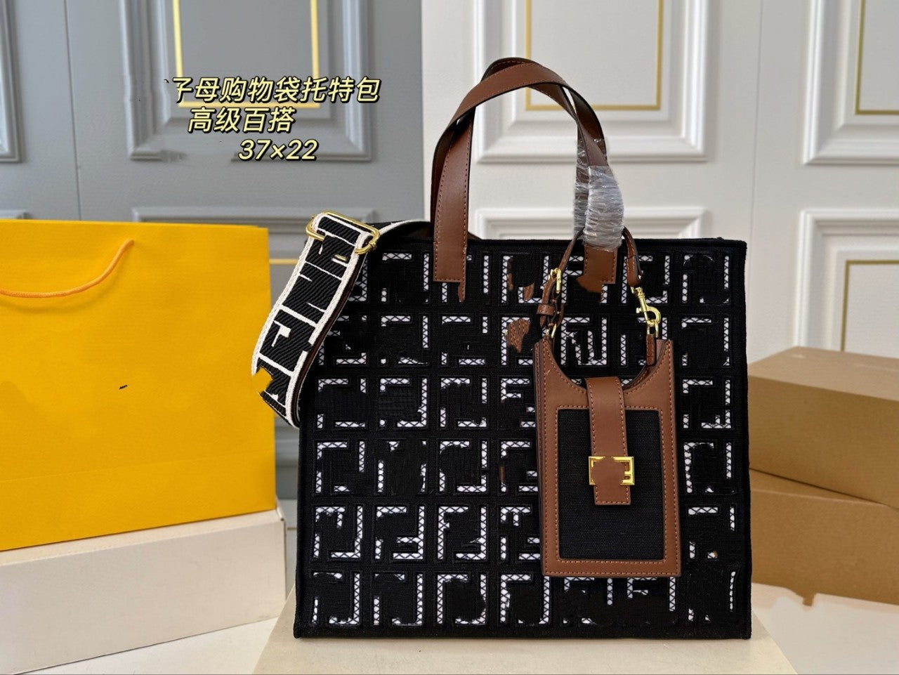 Hot Style Fe Fashion Red Book New F-glossed Printed Letter Genuine Leather Women's Bag Portable Shoulder Crossbody Tote Cowhide Bag