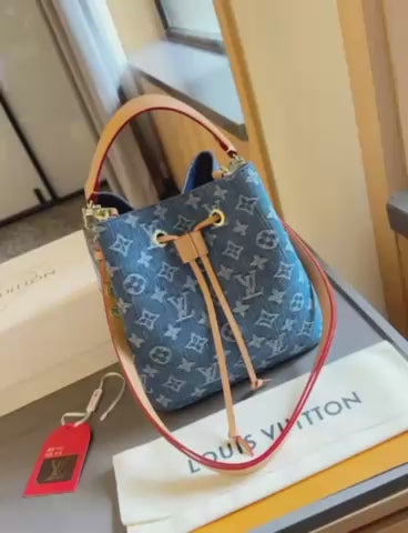 2025 New Style Bucket High-End Bow Retro Portable Denim Bucket Bag Casual and Versatile Shoulder Bag (Copy)